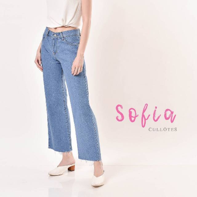  Celana  Kulot  Jeans  Big Size Sofia Cullotes Lightblue 