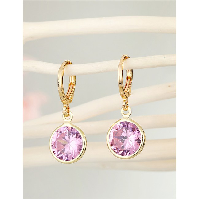 LRC Anting Tusuk Fashion  Round Crystal Zircon Alloy P5080