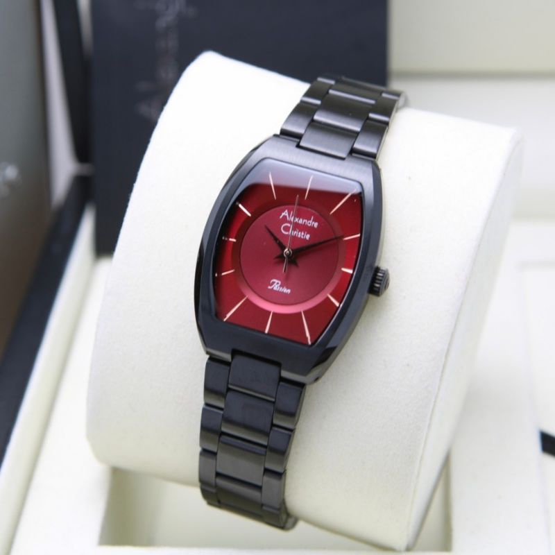 JAM TANGAN WANITA ALEXANDER CHRISTIE AC 2980 BLACK RED 2980 ORIGINAL