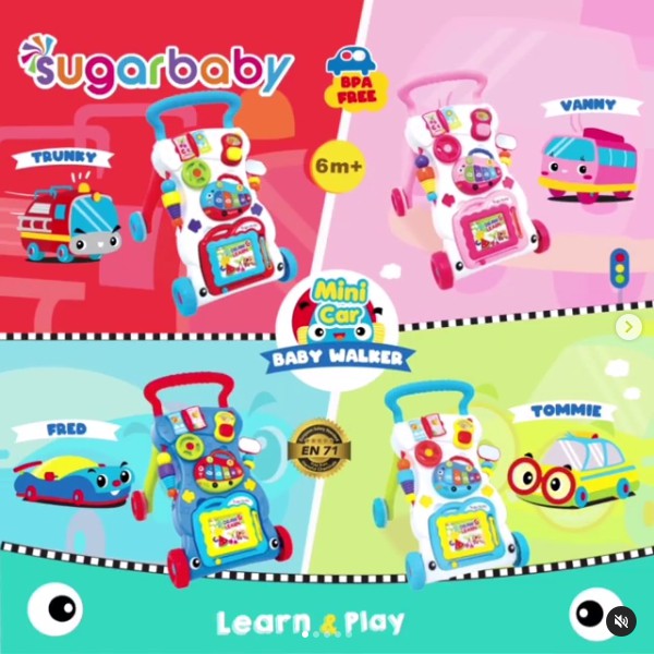 SUGAR BABY MINICAR PUSH WALKER (BABY WALKER)
