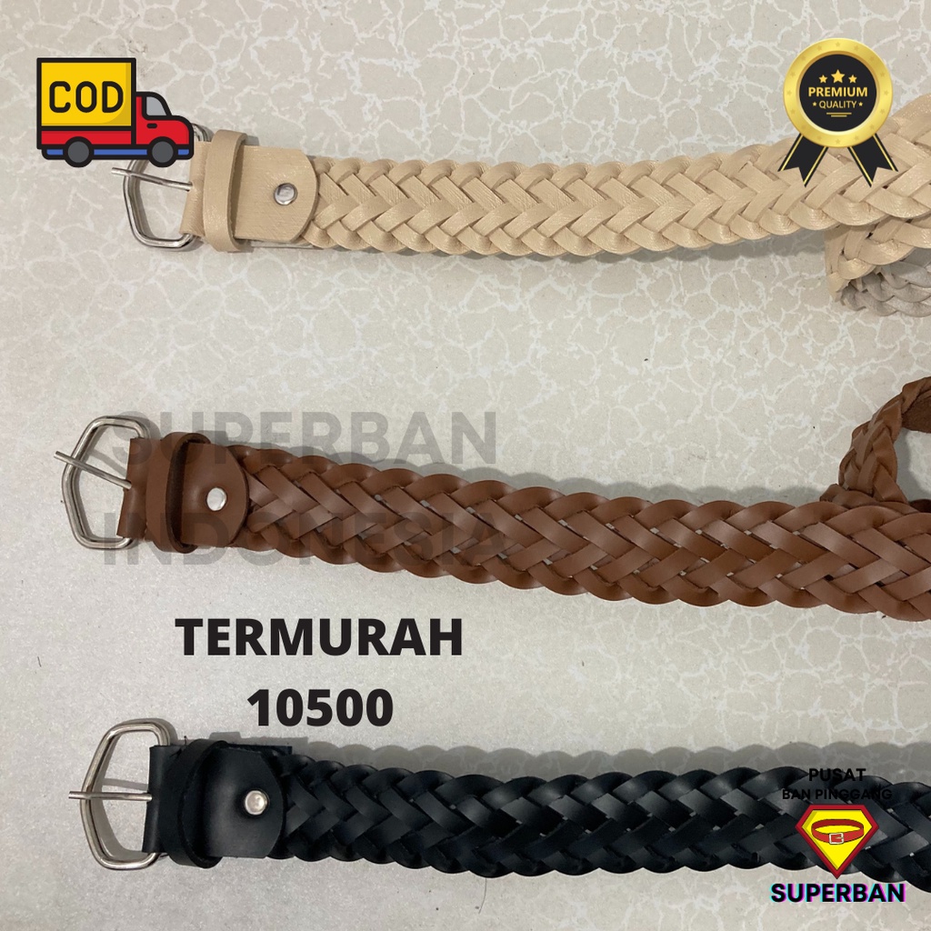 TERMURAH! IKAT PINGGANG GESPER WANITA RAJUT KULIT FASHION CEWEK BELT ANYAM - SUPERBAN