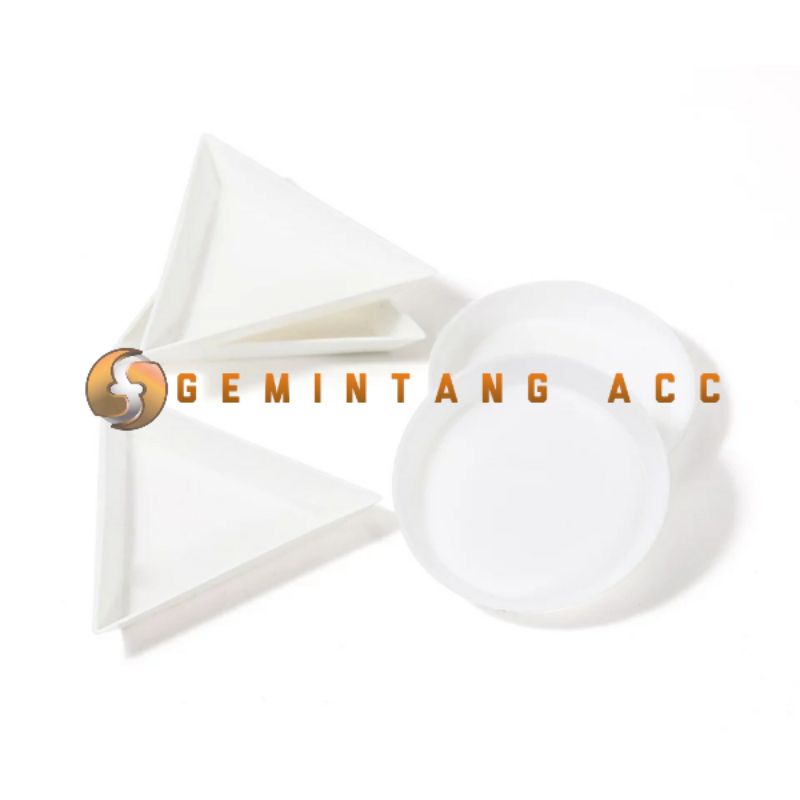 Wadah Foto  Tempat Manik-manik Aksesoris TRIANGLE &amp; ROUND PLATE Tatakan Wadah Rhinestone Gemstone Nail
