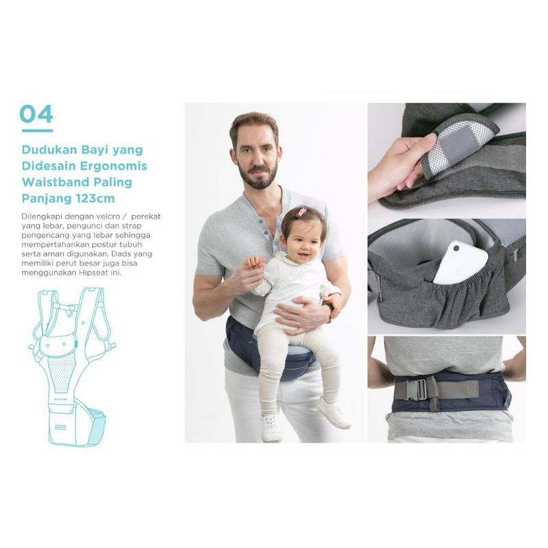 Mooimom - Breathable Hipseat Carrier / Gendongan Bayi