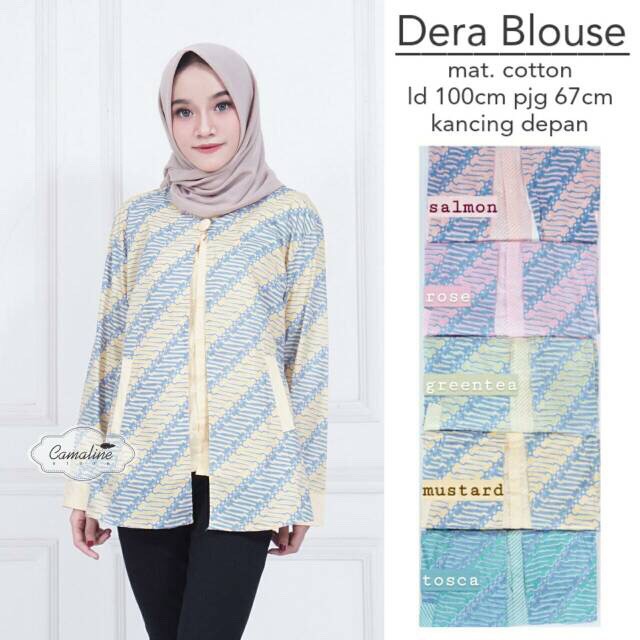 Dera Blouse Blus Layer Pastel Soft Atasan Batik Modern Casual Kerja Seragam Kantor Muslim Cantik