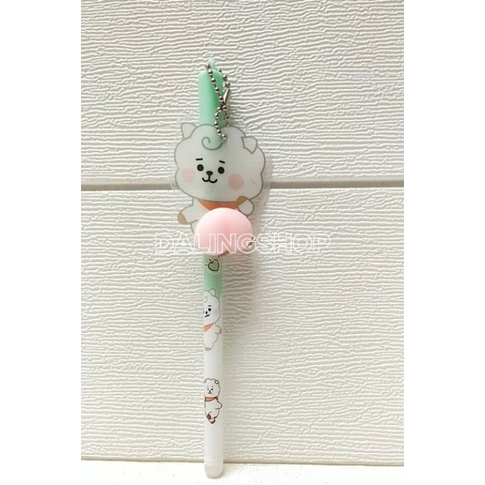 Dalingshop / PULPEN GEL BT21 + GANTUNGAN UNIK LUCU BT21 / PEN BT21 / PEN SQUID GAME + GANTUNGAN BONEKA GOYANG  / PULPEN SQUID GAME-RJ