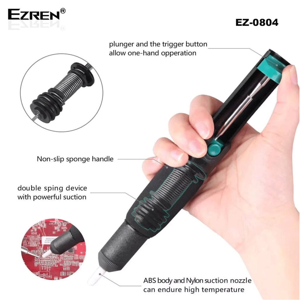 Ezren EZ-0804 Penyedot Timah Pump Soft Handle Anti-Slip Double Ring