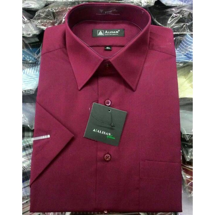 Kemeja Pria Alisan Reguler Pendek Maroon, Biru B2, Navy B7 (Cek Info)