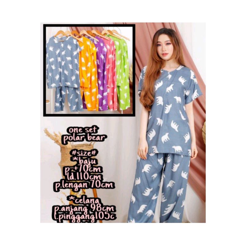 One set polarbear by banez ECER GROSIR TERMURAH SEINDONESIA piyama busui friendly