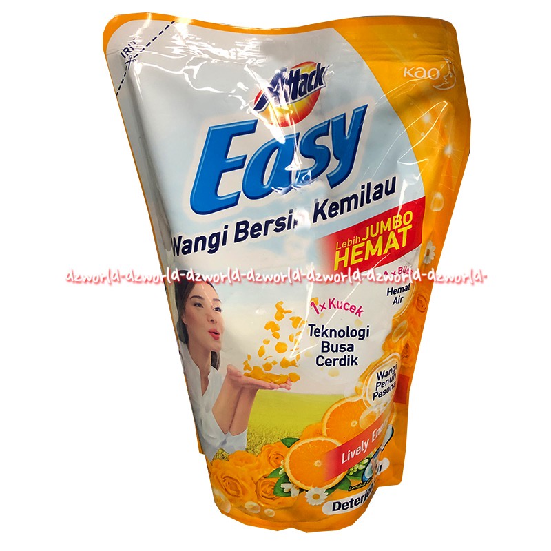 Attack Easy Wangi Bersih 1200ml Detergen Cair Sparkling Rose Orange Lavender 1x Kucek Sabun Cuci