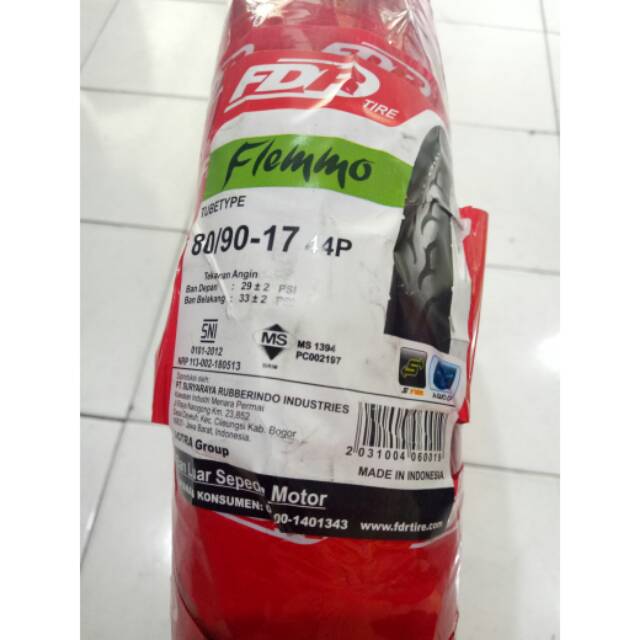 Ban FDR 80/90-17 Flemmo Tubetype Bukan Tubeless