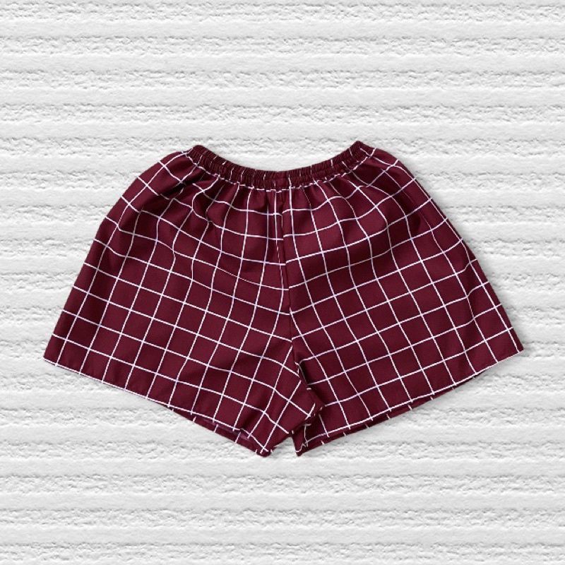 CELANA PENDEK TARTAN WANITA PRIA UNISEX MODEL BOXER KOTAK MOTIF SORT PANTS TERMURAH