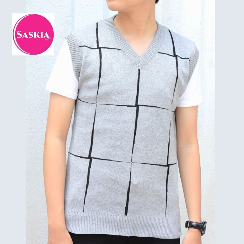 sweater  vest top rompi style  korea pria real pict Saskia kniting &amp; wanita#atasan pria&amp;wanita#pakaian pria&amp;wanita