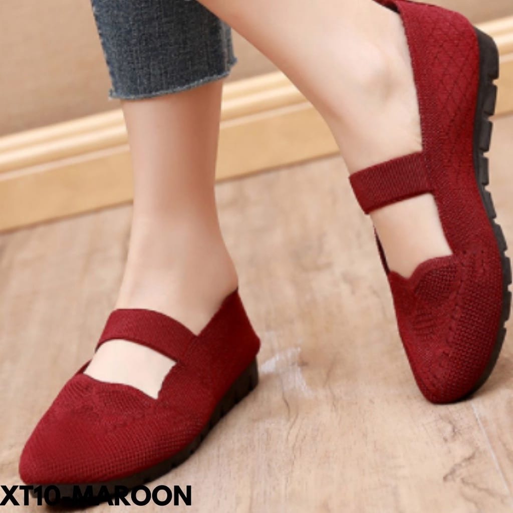 SEPATU SNEAKERS WANITA SLIDES STRAP SIMPLE DAILY BAHAN FLYKNIT IMPORT T10