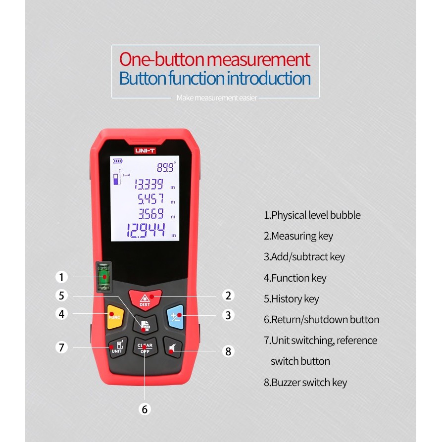 UNI-T LM40 - Laser Distance Meter 40M - Pengukur Laser Jarak Jauh 40M