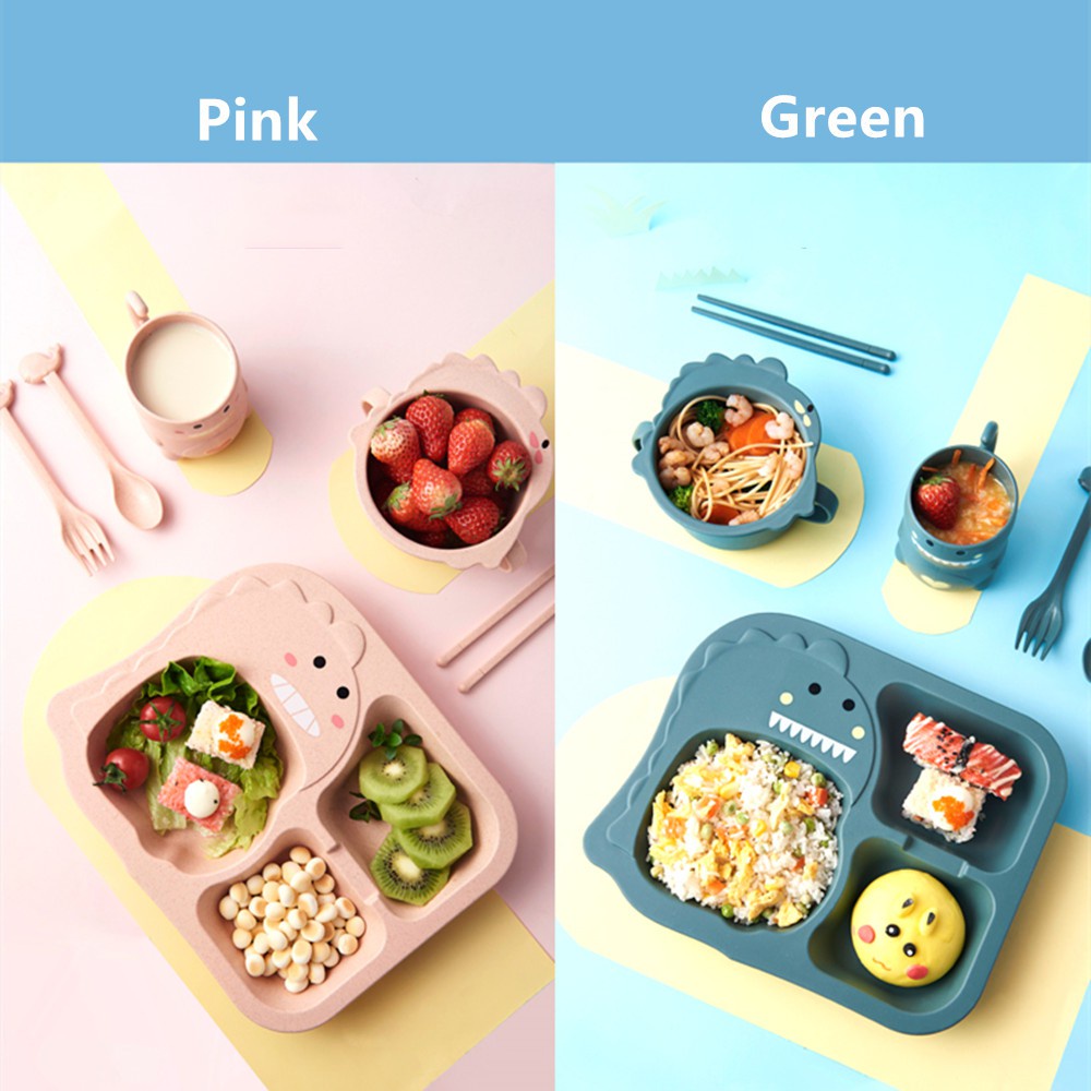 Set Piring Makan Anak Full Set 6 IN 1/Peralatan Makan Sendok Dan Garpu Desain Dinosaurus Untuk Anak/C 14-15-16