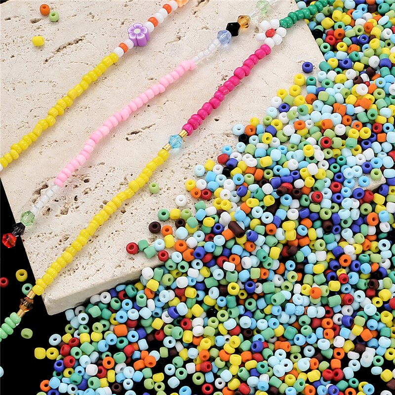 About 700pcs 3mm Glass Frosted beads Nail Art Crushed Glass Stones Jewelry Making DIY Jewelry Accessories with Hole 1mm