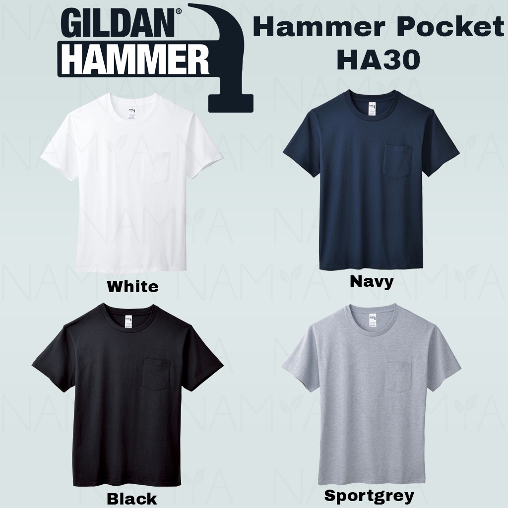 Kaos Polos Gildan Hammer Pocket HA30 Cotton Combed 20s Built Up Unisex Original 100%