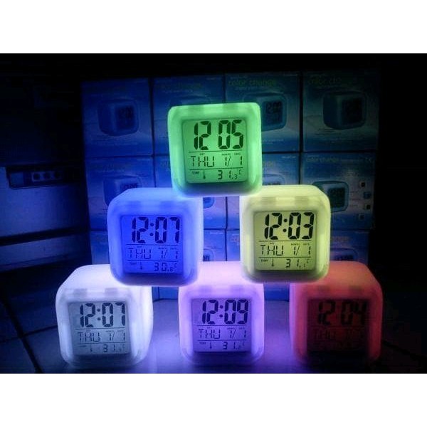 Jam kubus digital berubah 7 warna - Jam Dadu - Moody clock