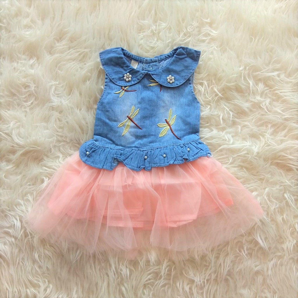 DRESS FASHION ANAK DENIM MIX TUTU DRESS SC4902