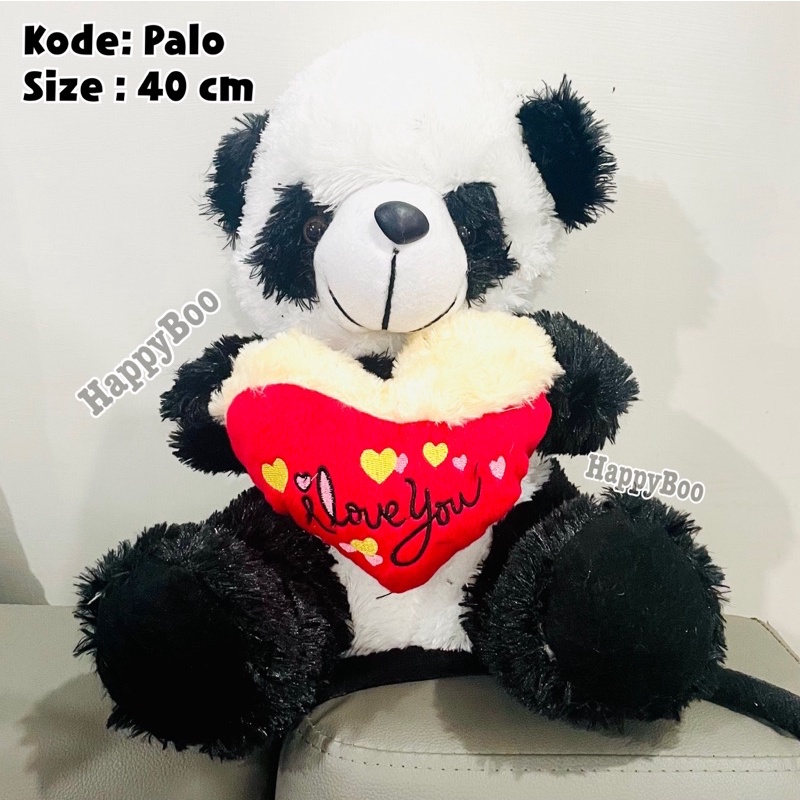 boneka panda love i love you panda doll bulu 40cm high quality palo