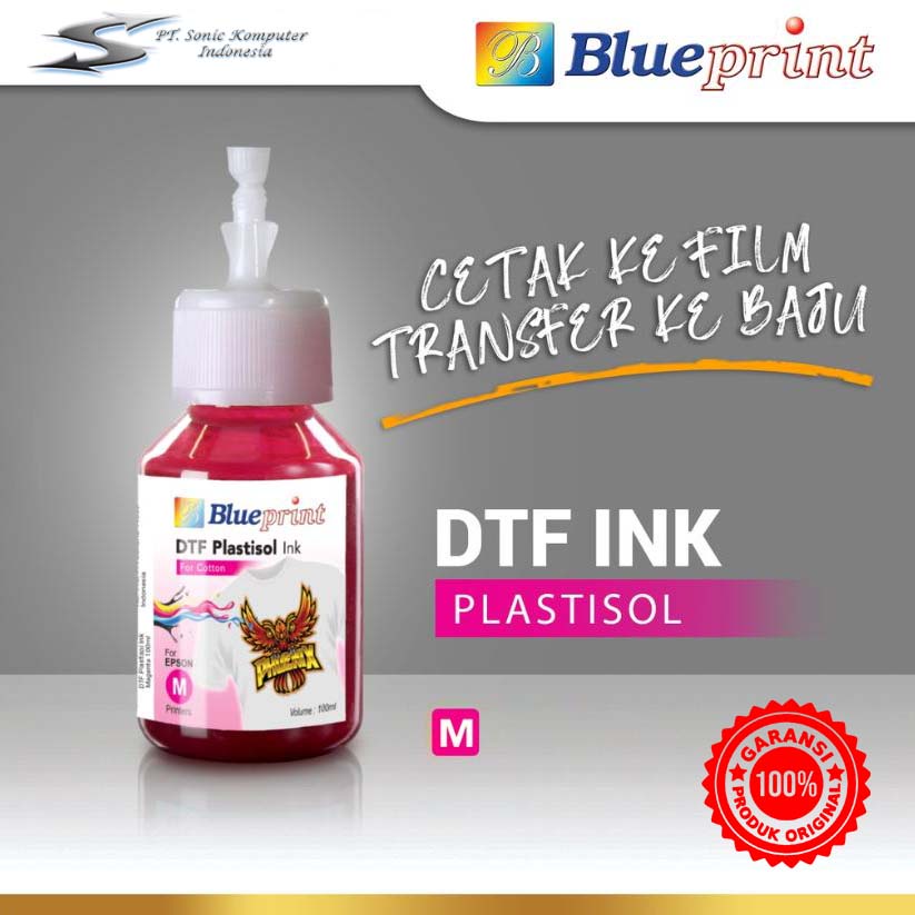 Tinta DTF BLUEPRINT ORIGINAL , DTF INK 100ml CMYKW , Print Baju , Sablon, Textile