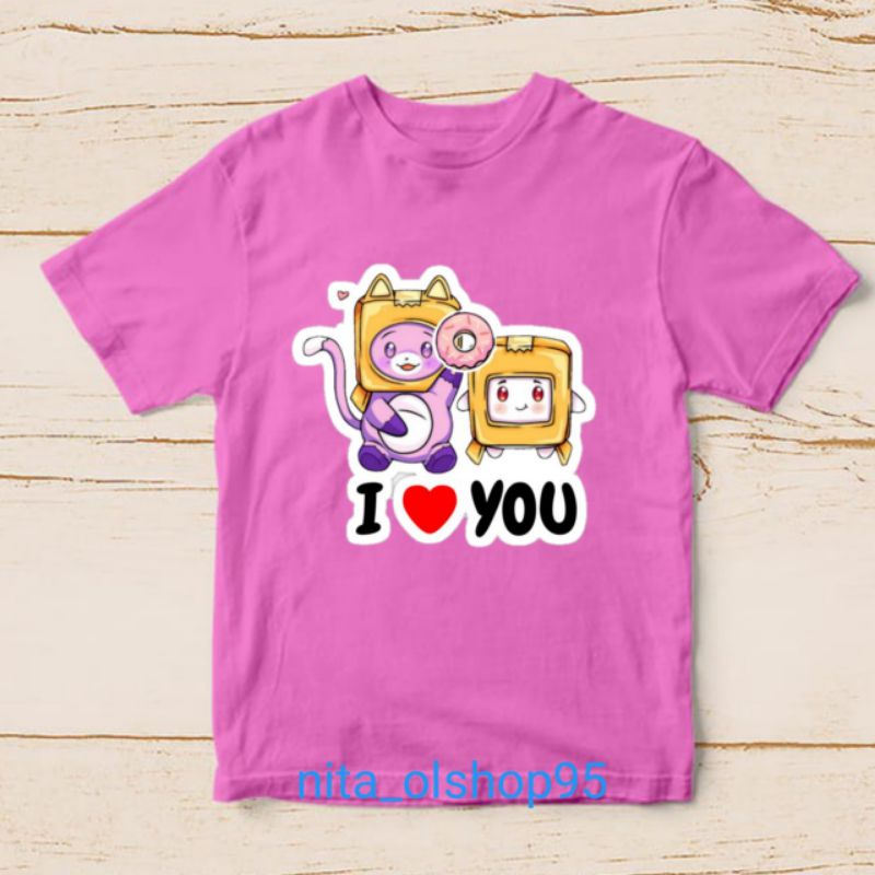 kaos lankybox baju kaos anak lanky box karakter terlaris i love you