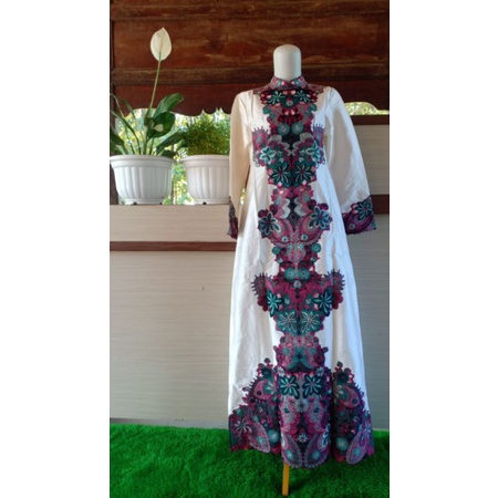 gamis satin full bordir