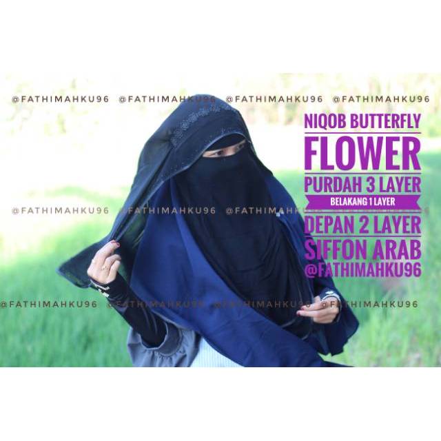 Niqob Butterfly/Purdah 3 layer/Cadar cantik/Niqob sara