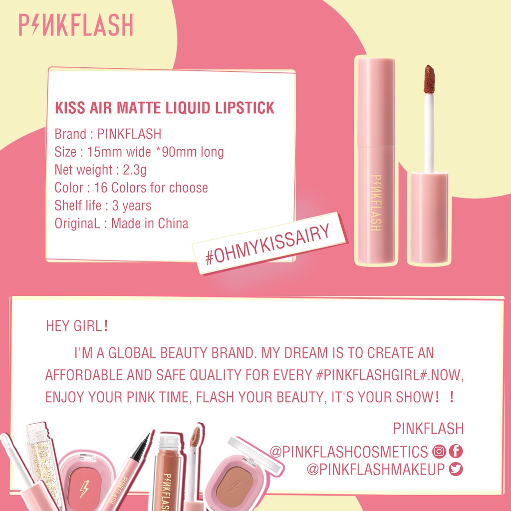 Pinkflash Lipcream Kiss Airy Pinkflash Lipstik Matte Pinkflash Kiss Airy Matte Pink Flas  Lipmatte Pinkflash Lipstick Pinkflash Lipstik