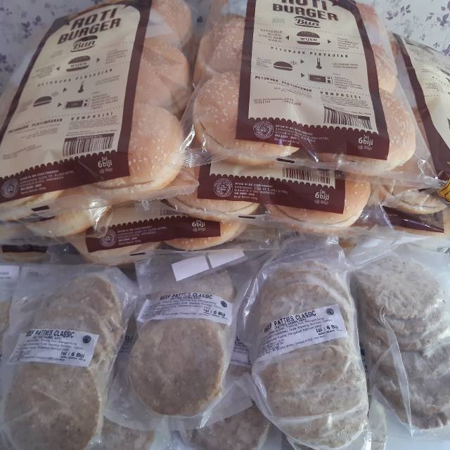 

Paket roti burger n beef isi 6