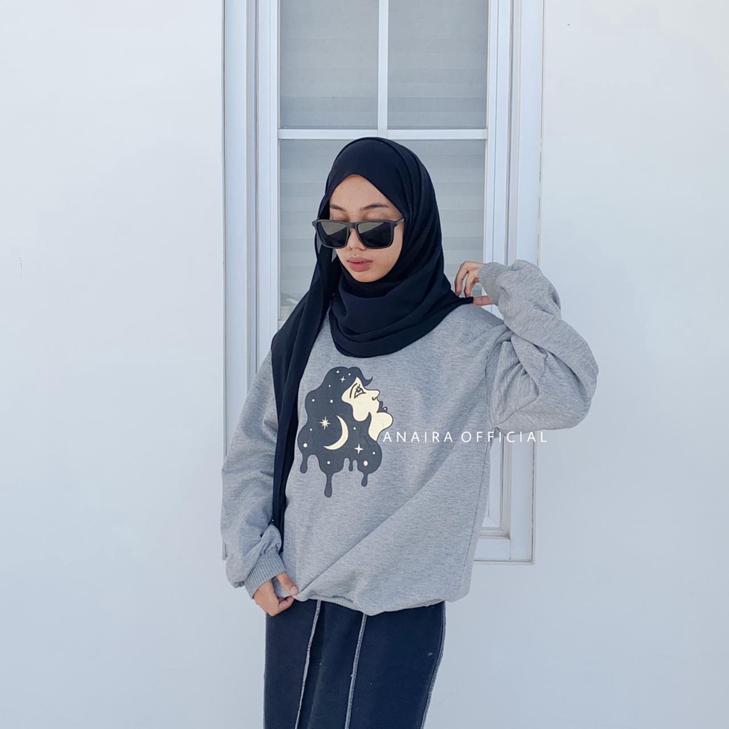 SWEATER WANIITA MOON ANAIRAOFFICIAL SWEATER OVERSIZE WANITA SWEATER CEWEK SWEATER OVERSIZE CEWEK CREWNECK CEWEK CREWNECK WANITA