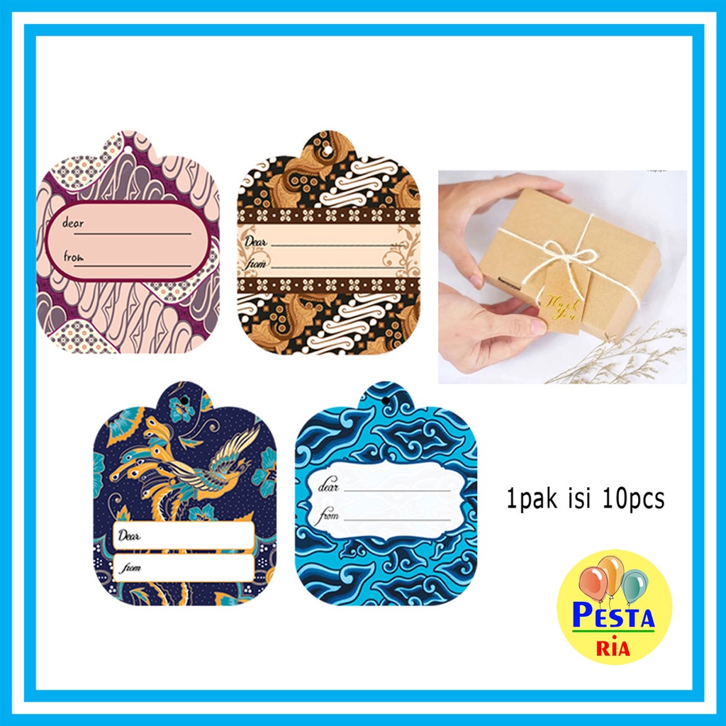 Murah!! (1Pak Isi 10Pcs) Gift tag Motif Batik, gift tag  batik, handtag batik, gift label hampers