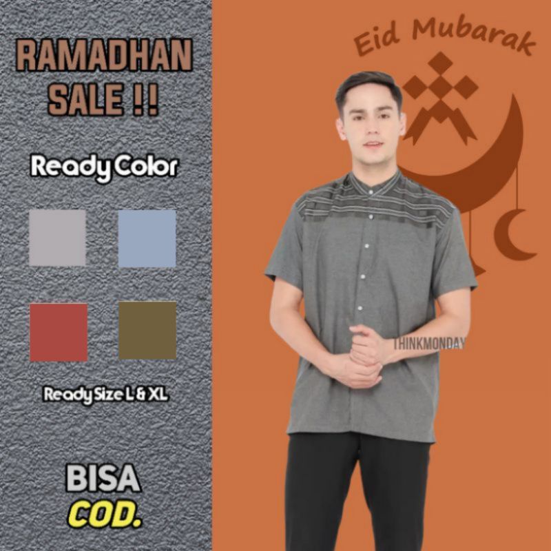 Koko Rabbani Lengan Pendek Katun Madinah Koko Dewasa Terbaru 2022 Pakaian Muslim Pria Baju Koko Mode