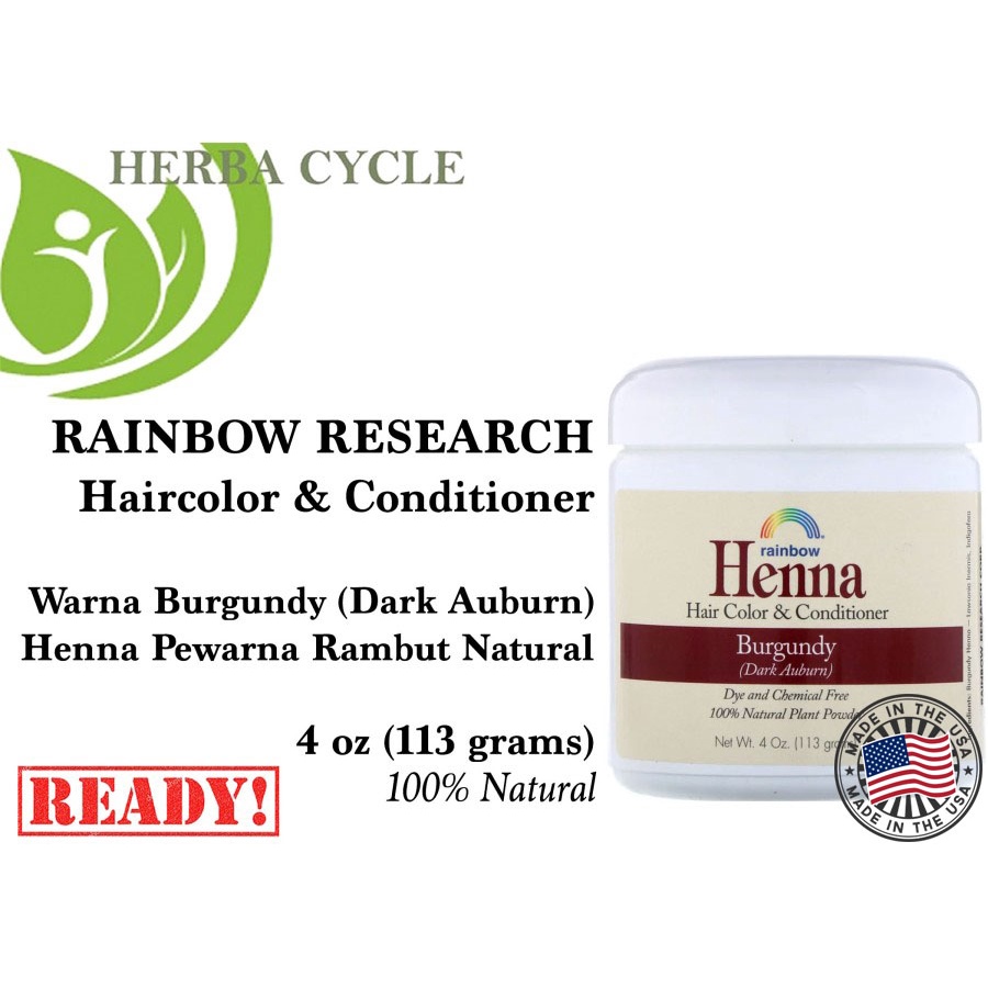 Rainbow Research Henna Burgundy 113g Pewarna Rambut Herbal ORI USA