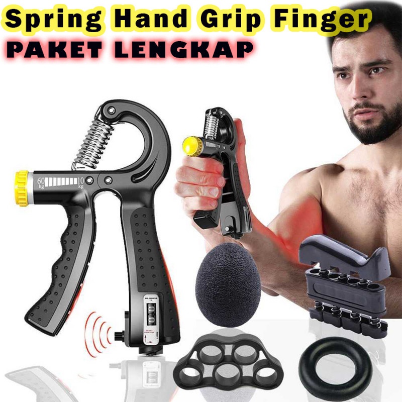PAKET LENGKAP Alat Workout Olahraga GYm Melatih Otot Jari Tangan Per Spring Hand Grip Olahraga Finge