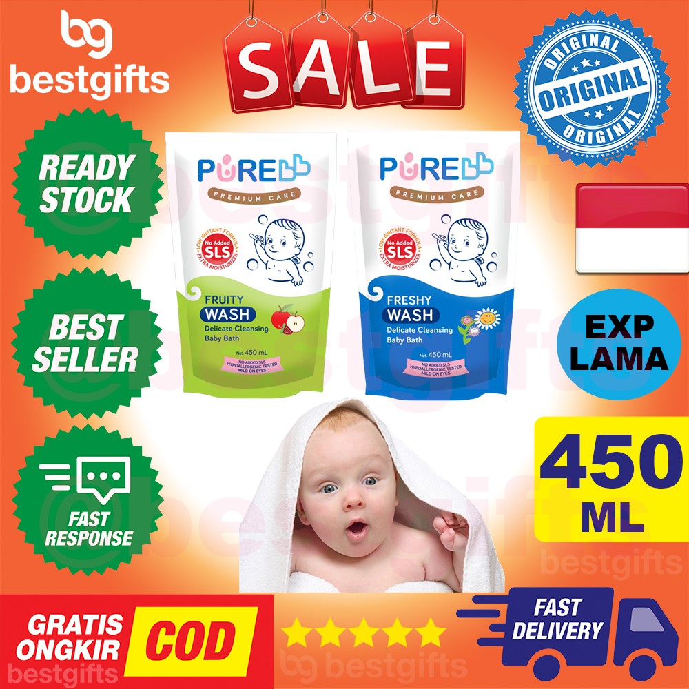 PURE BABY KIDS PUREBABY PUREKIDS WASH REFILL FRESHY 450 ML 450ML SABUN MANDI CAIR BADAN BAYI ANAK