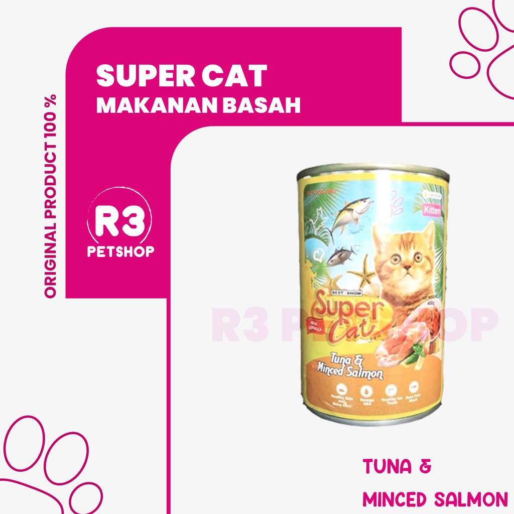 Makanan Kucing Basah Super Cat kaleng 400gr -Wetfood