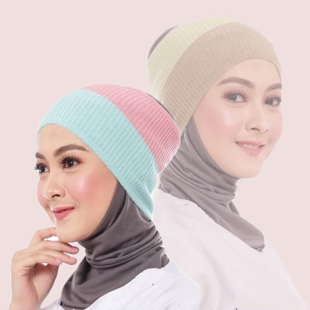 Ciput Rajut Inner Bandana Premium 2 Warna Daleman Kerudung Alas Hijab Jilbab Rajut Anti Melar