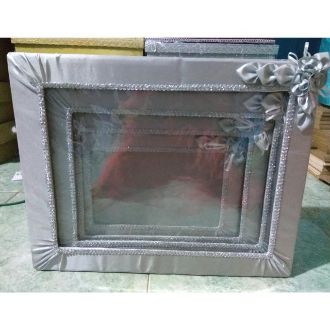 

[COD] Kotak hantaran/ kotak seserahan tutup 1 set isi 4 kotak silver [COD]