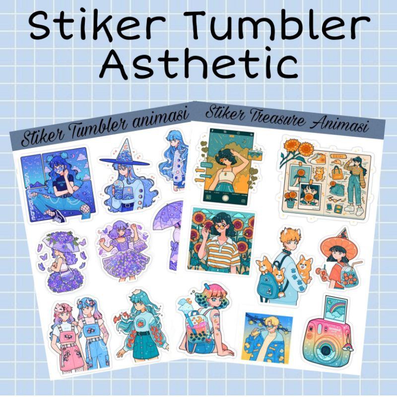 

Stiker Tumbler Asthetic Anime / Stiker Journal,Case hp, diary,laptop, DLl
