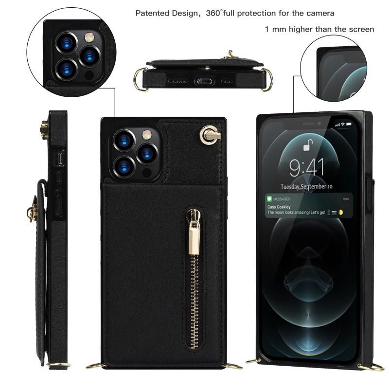 Case Pelindung Bahan Kulit Dengan Ritsleting Untuk Iphone 14 PRO XR