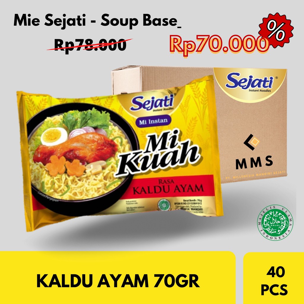 

Mie Sejati Kuah Rasa Kaldu Ayam 70gr 40pcs 1dus