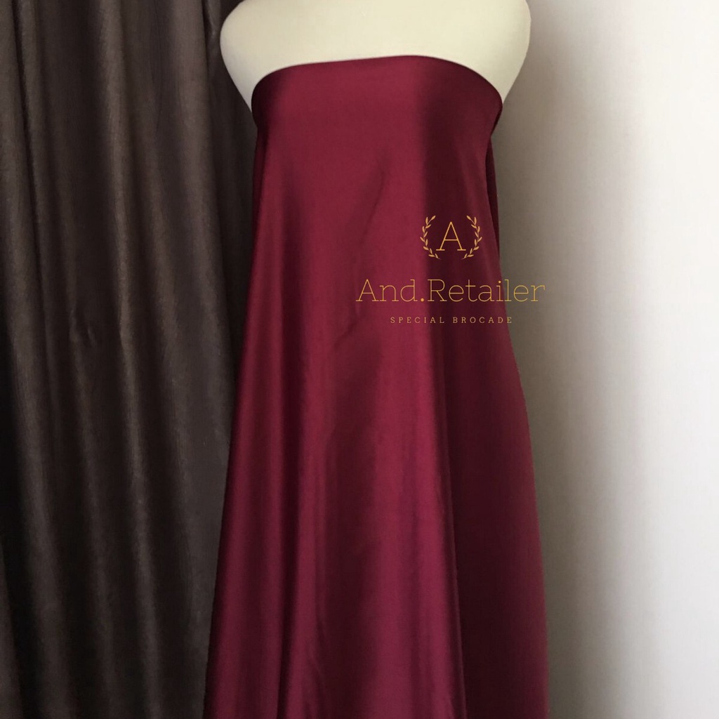 Kain Satin Maxmara Pure Silk Original warna Merah Maroon