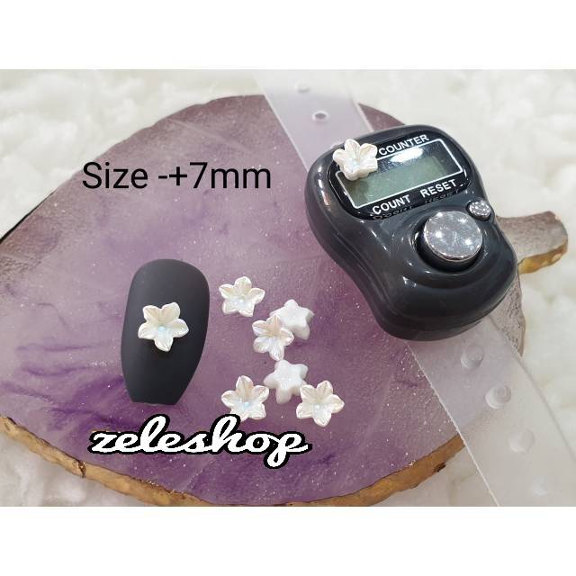 RESIN MINI BUNGA KILAP PUTIH | BAHAN HIASAN TASBIH DIGITAL &amp; NAIL ART