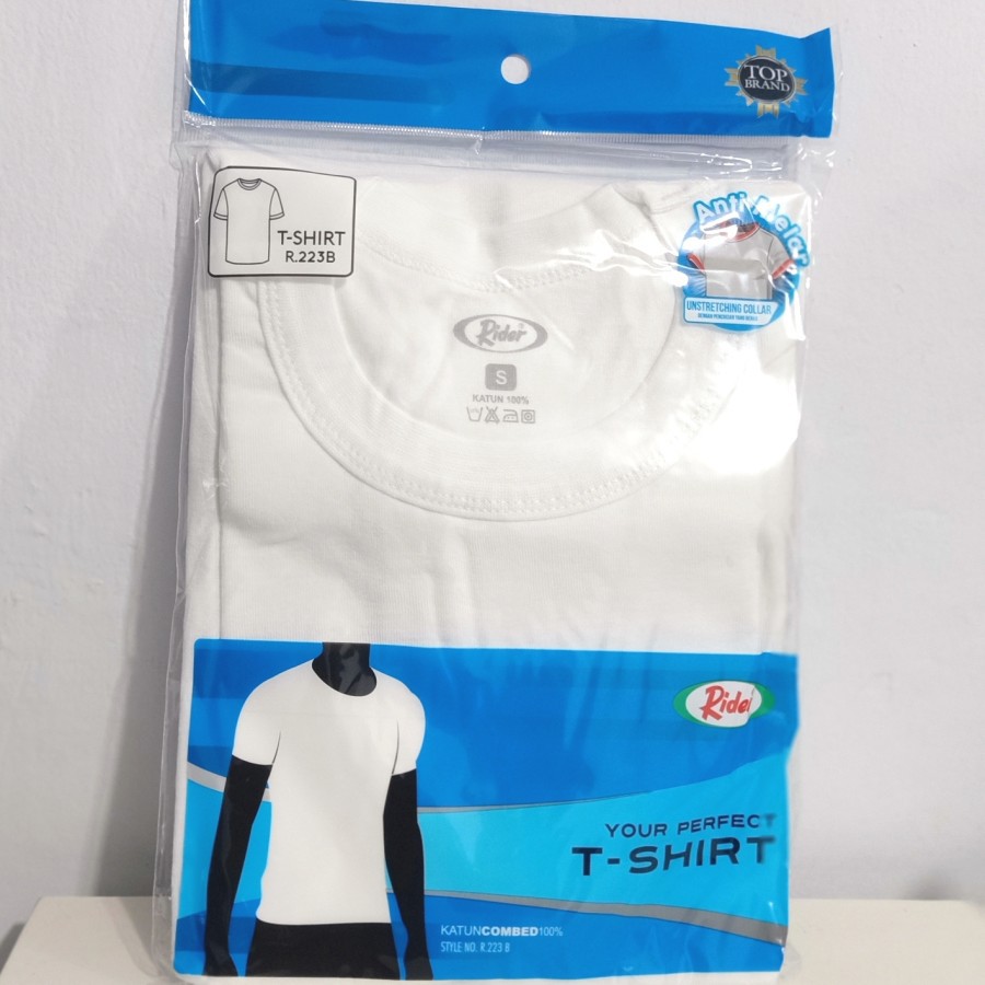 RIDER Kaos Dalam / Singlet Pria Lengan / Bahan Katun / Warna Putih