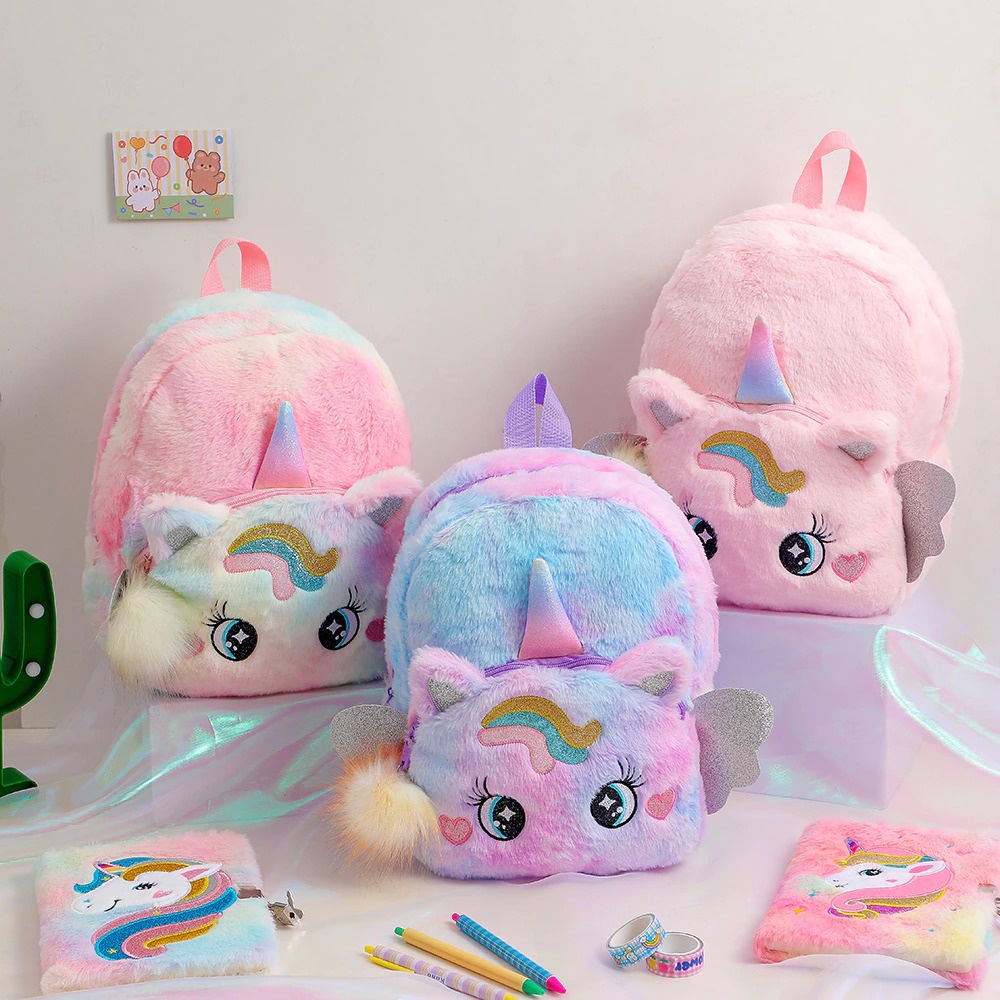 Tas Ransel bulu Unicorn anak Paud TK Tas Kitty kucing Caticorn backpack karakter lucu unik kado ultah anak perempuan TAS BLINGBERRY ORIGINAL IMPORT TAS BLINGBERRY GROSIR