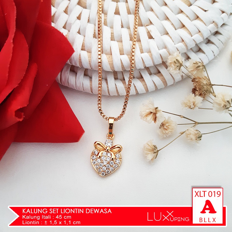 XLT 019 Kalung Set Liontin Dengan Mata Sirkon Perhiasan Lapis Emas Kuning Aksesoris Wanita Kalung Xuping Merk Yaxiya Luxx Xuping