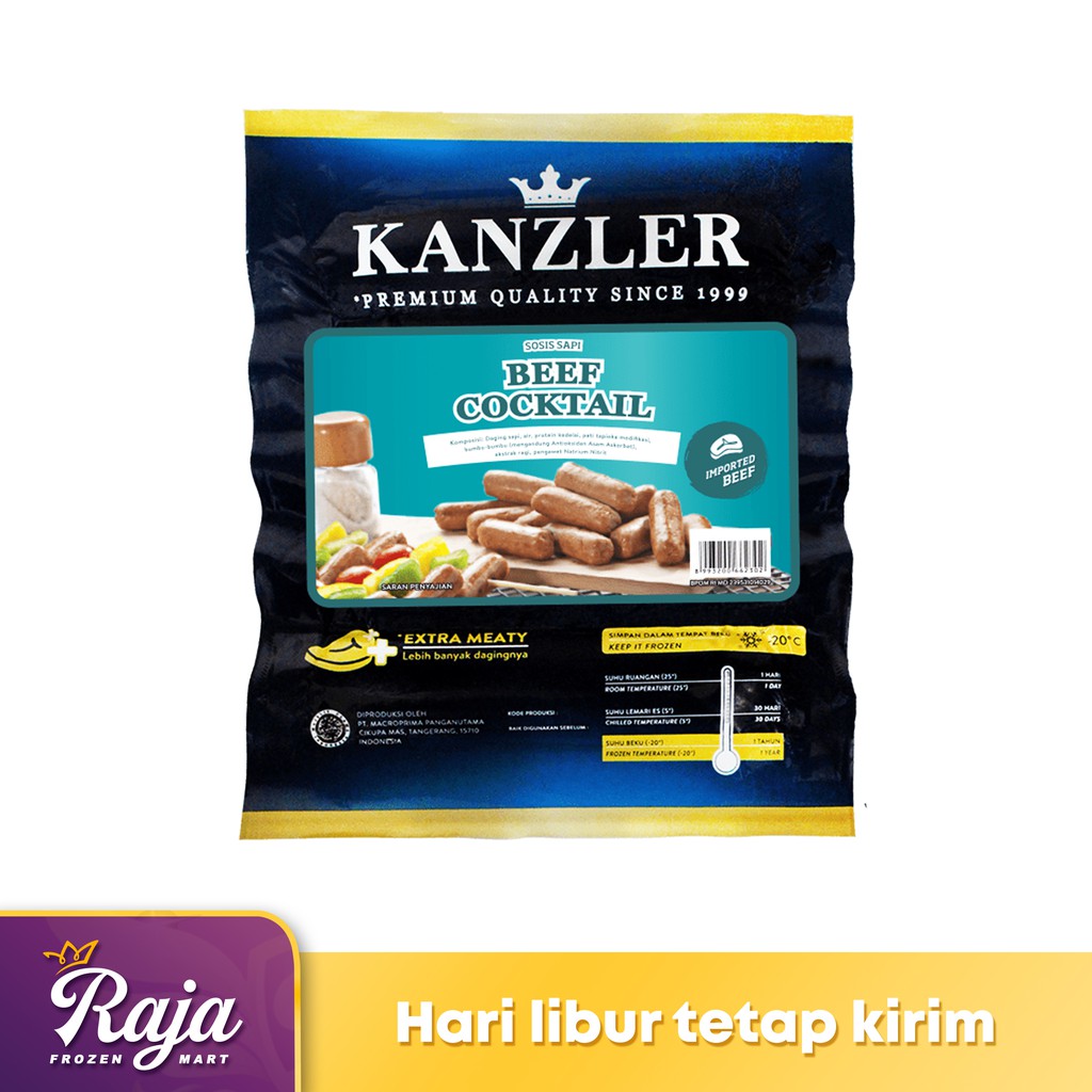 

Kanzler Beef Cocktail Sausages Isi 26 500gr / Beef / Frozen Food / Kentang Beku / Makanan Beku