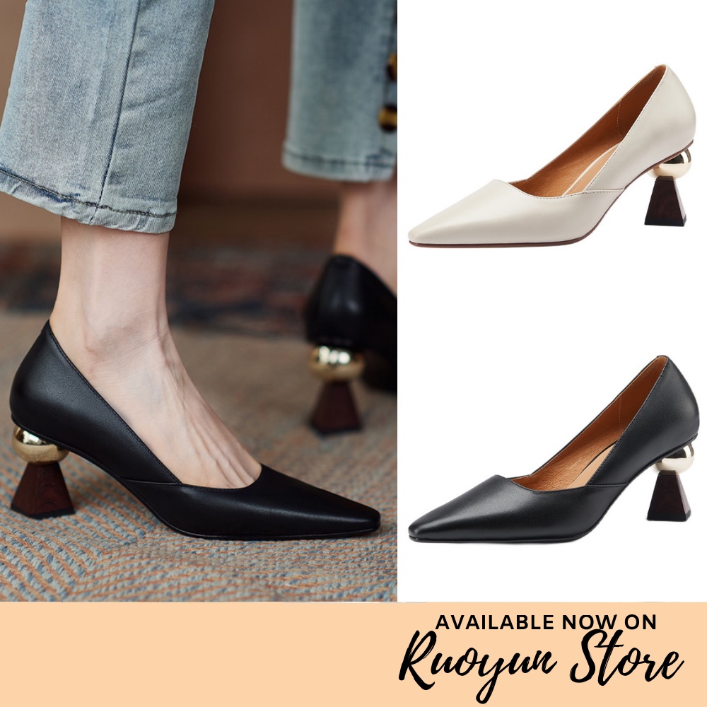 RYS - Round Cleaf Sepatu Heels Wanita Fashion Casual / Kantoran / Pesta - Ori Import