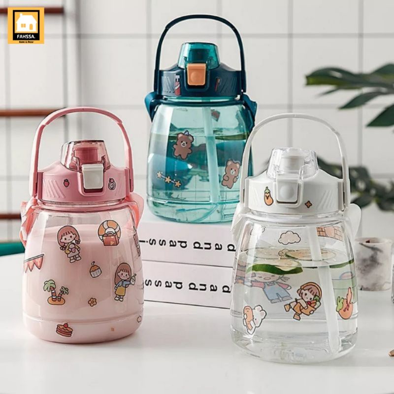 Botol Minum Gemoy 1.3 Liter 1 Liter Motivasi Anak Sekolah Korea | Botol Transparan 1,3 Liter | Pusat